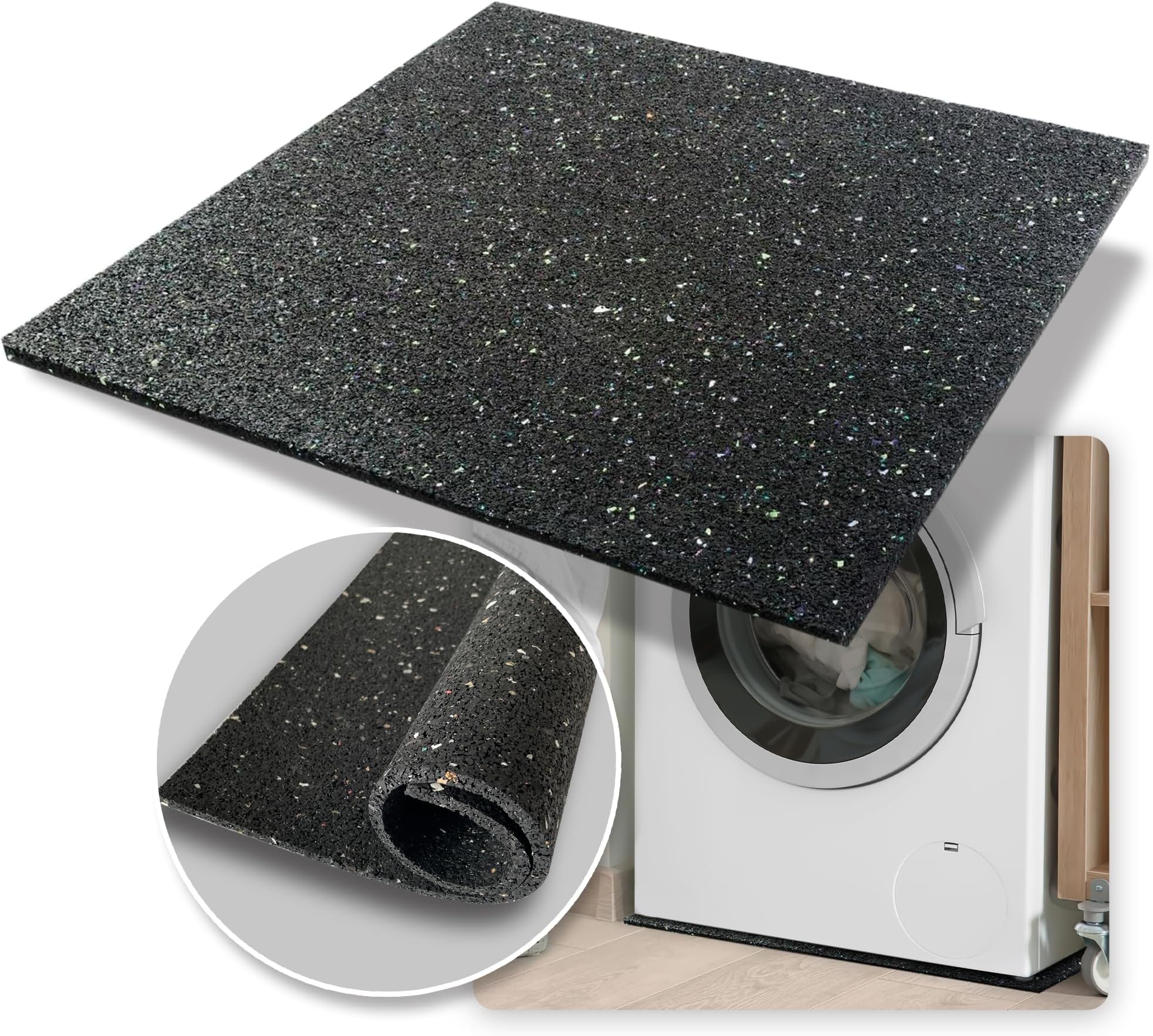 UK Anti-Vibration Washing Machine Mat 60cm x 60cm Easily Cut to Size, Odorless Anti-Slip mat Eco Friendly quality assured