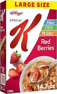 Kellogg's Special K Breakfast Cereal, Family Breakfast, Fiber Cereal, Large Size, Red Berries, 14.7oz Box (1 Box)