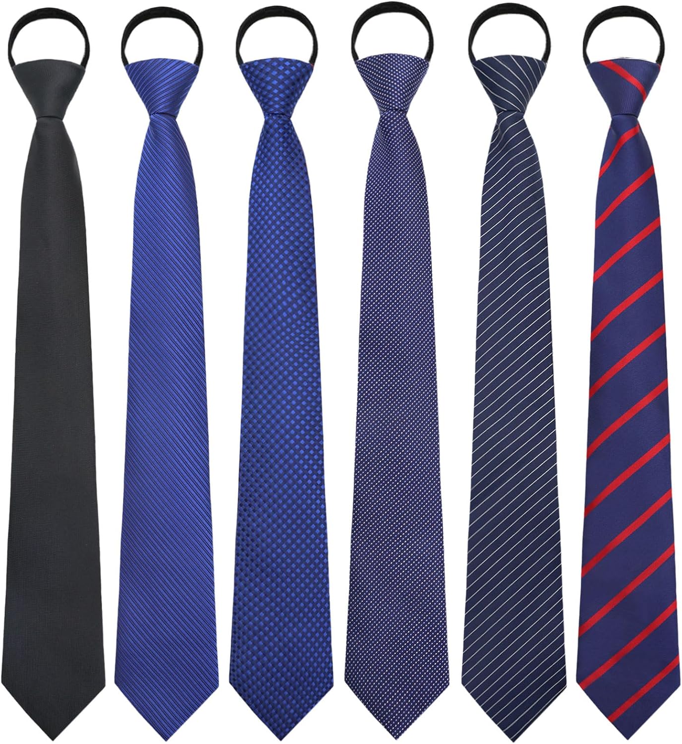 LJBFNN Zipper Pre Tied Ties for Men Pack, Striped Polka Dot Mens Zipper Neck Tie Set for Business Casual Graduation Tuxedo