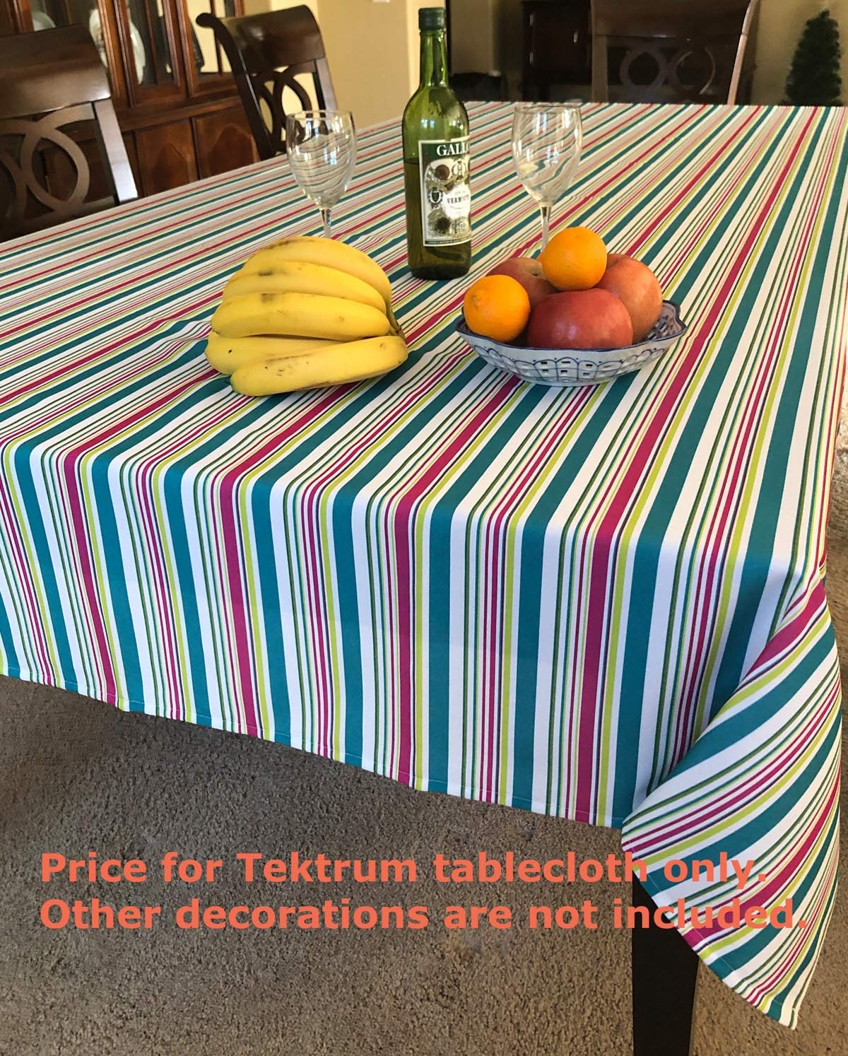 Tektrum 100% Polyester 60 X 102 Inch 60"X102" Rectangular Modern Printed Tablecloth Table Cover - Waterproof/Spill Proof/Stain Resistant/Wrinkle Free - for Camping Picnic, Dinner (Colorful Stripe)