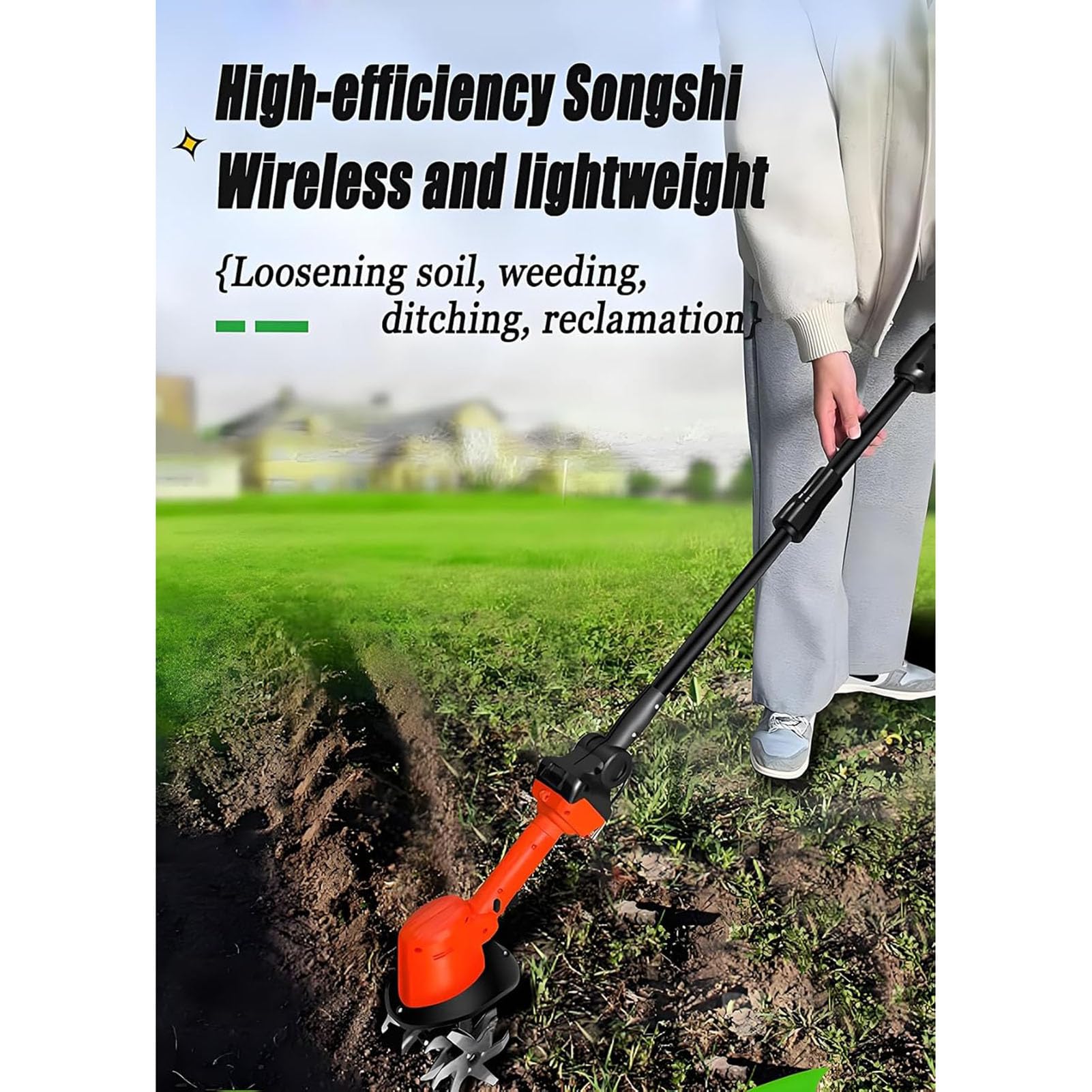 Mikro-ręczny napędzany motorowcem, mały obrotowy uchwyt teleskopowy, do ogrodnictwa, uprawy gleby, uprawy roślin i pielęgnacji ogrodu