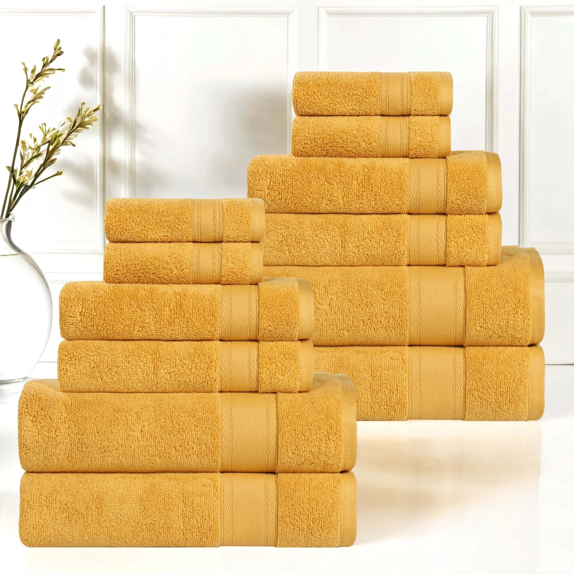 Serviettes en coton lot de 12 Belmont de poids moyen pour la douche