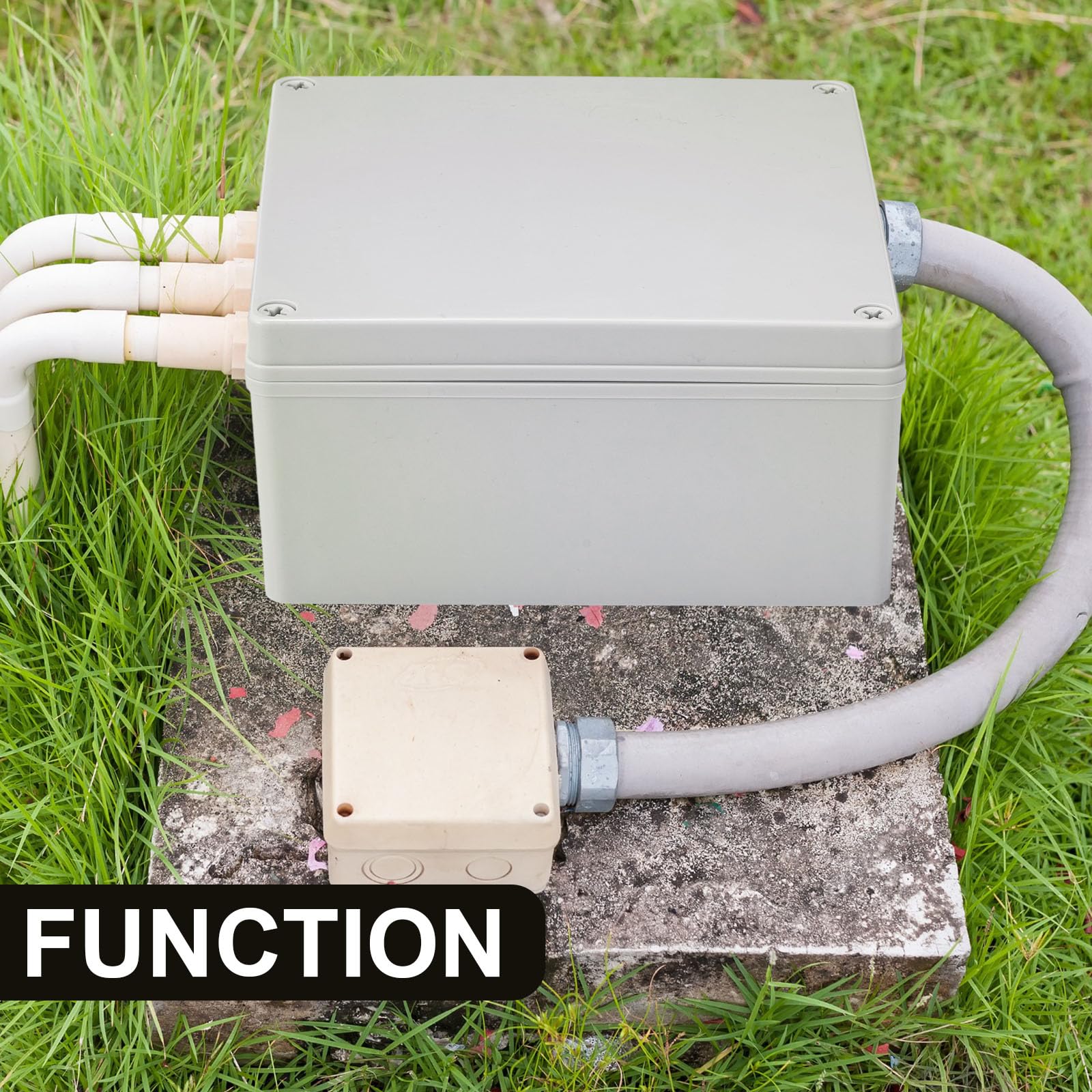 Kanayu Conduit Box Electrical 8'' x 8'' x 4'' Junction Box Plastic Dustproof Waterproof IP65 Gray White Protect Conduits and Fittings Universal Electrical Project Enclosure for Outdoor — Amazon image 5