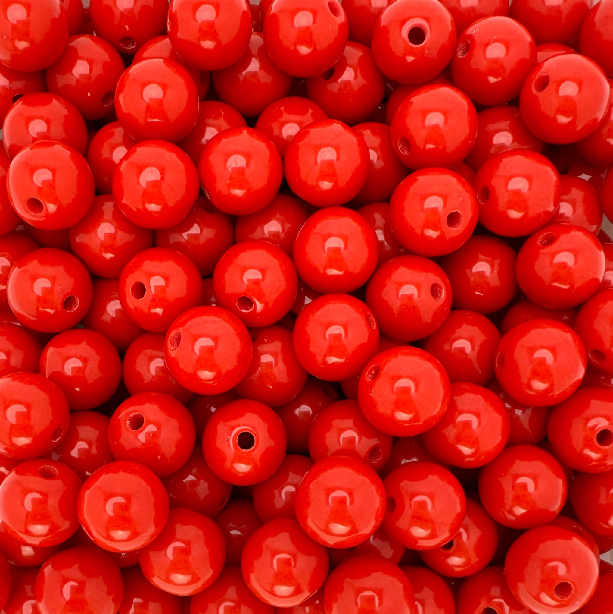 Koraliki z mosiężnym rdzeniem, Opakowanie 1000 okrągłych koralików akrylowych z dużym otworem 2,9 mm, wielokolorowe, różne rozmiary(Red,12mm)