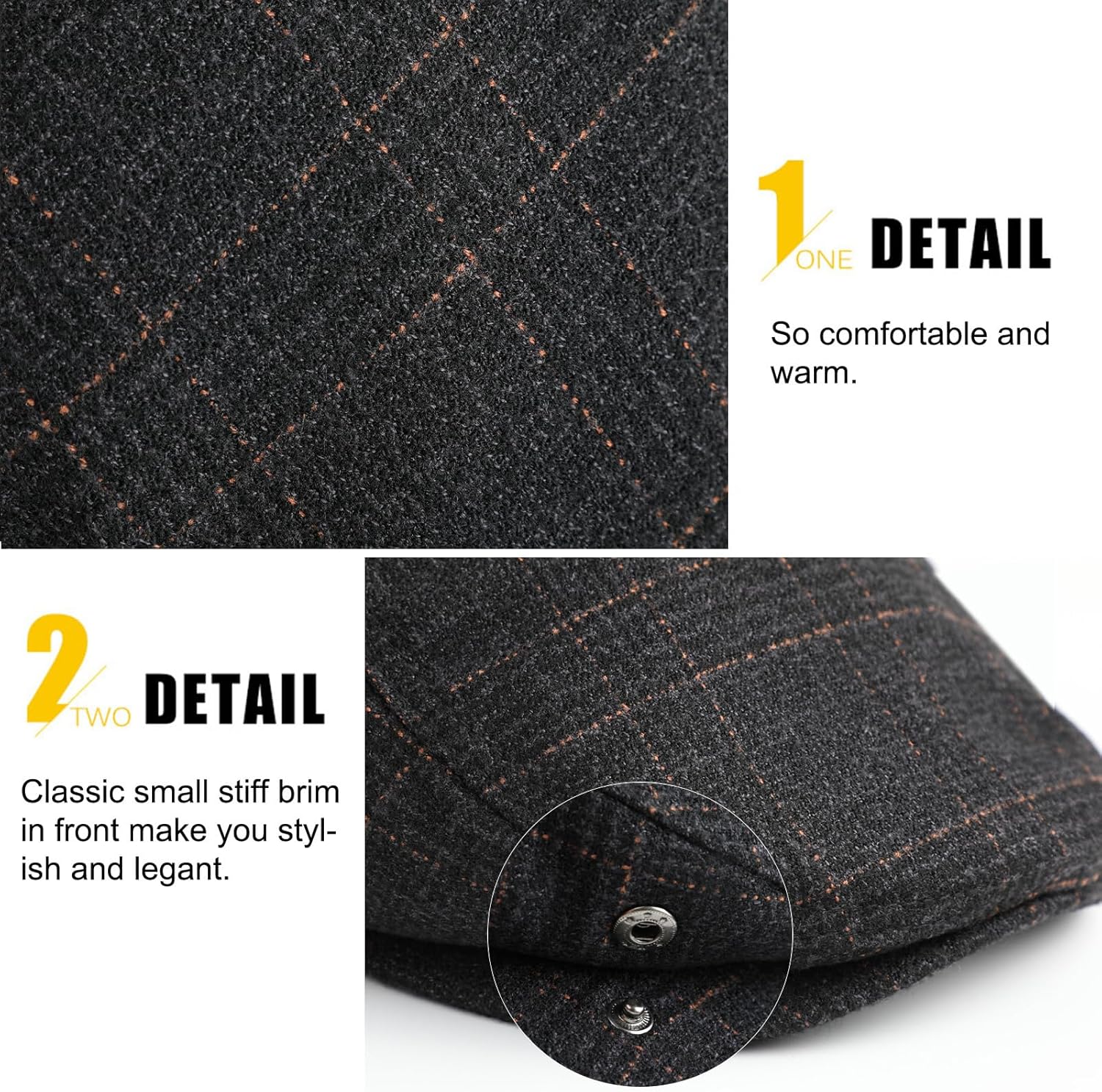 Sumolux Mens Newsboy Hat Flat Cap Gatsby Newsboy Lvy Irish Hats Driving Cabbie Hunting Cap - Image 5