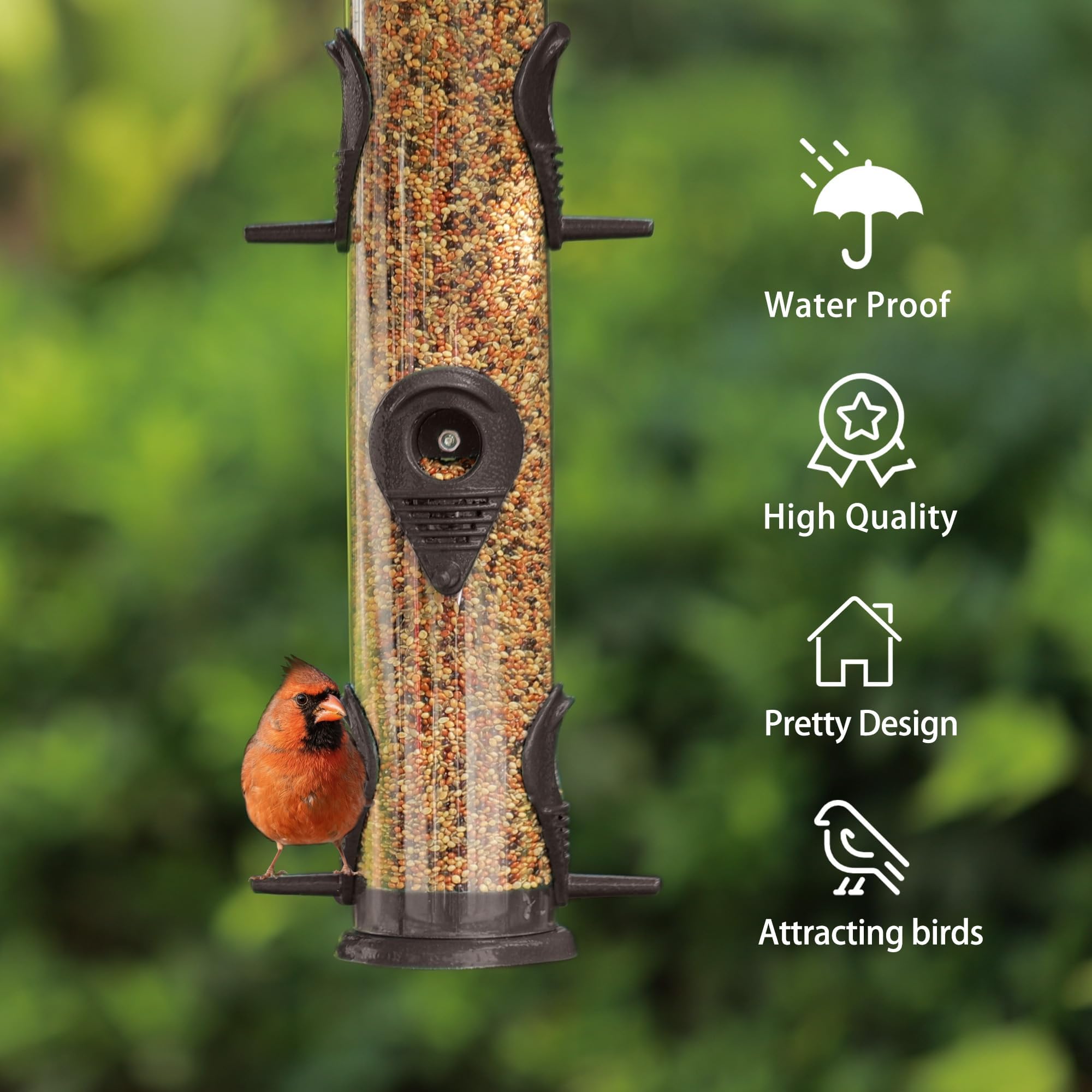MIXXIDEA Metal Tube Bird Feeder for Outdoor - Hanging With 6 Gates MIXXIDEA Metal Tube Bird Feeder for Outdoor - Hanging With 6 Gates
