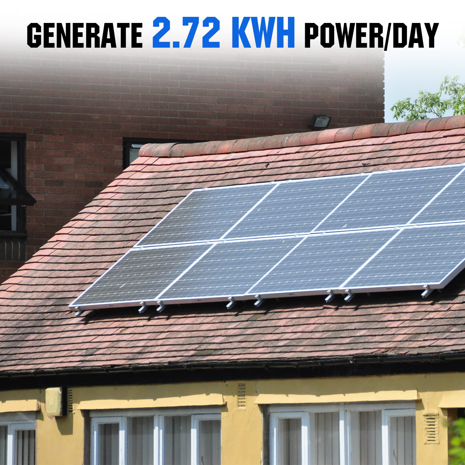 ECO-WORTHY 2.72kW·h 0% MwSt. Solarmodul-System: 680W 12V-Solarpanel Kit mit 4 Stücke 170W Solarmodule und 40A MPPT-Ladegerät sowie 2000W DC 12V AC 230V-Solarwechselrichter