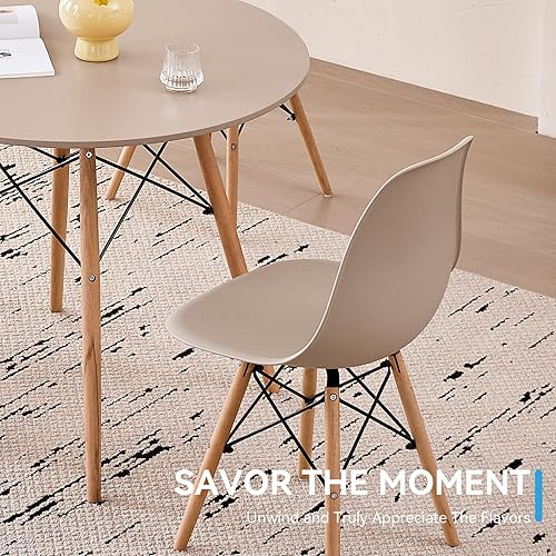 Miniatura 8 de Juego de 5 mesas redondas de comedor, pequeñas sillas de cocina de 35.5 pulgadas, juego de 4 muebles que ahorran espacio, asientos de plástico,