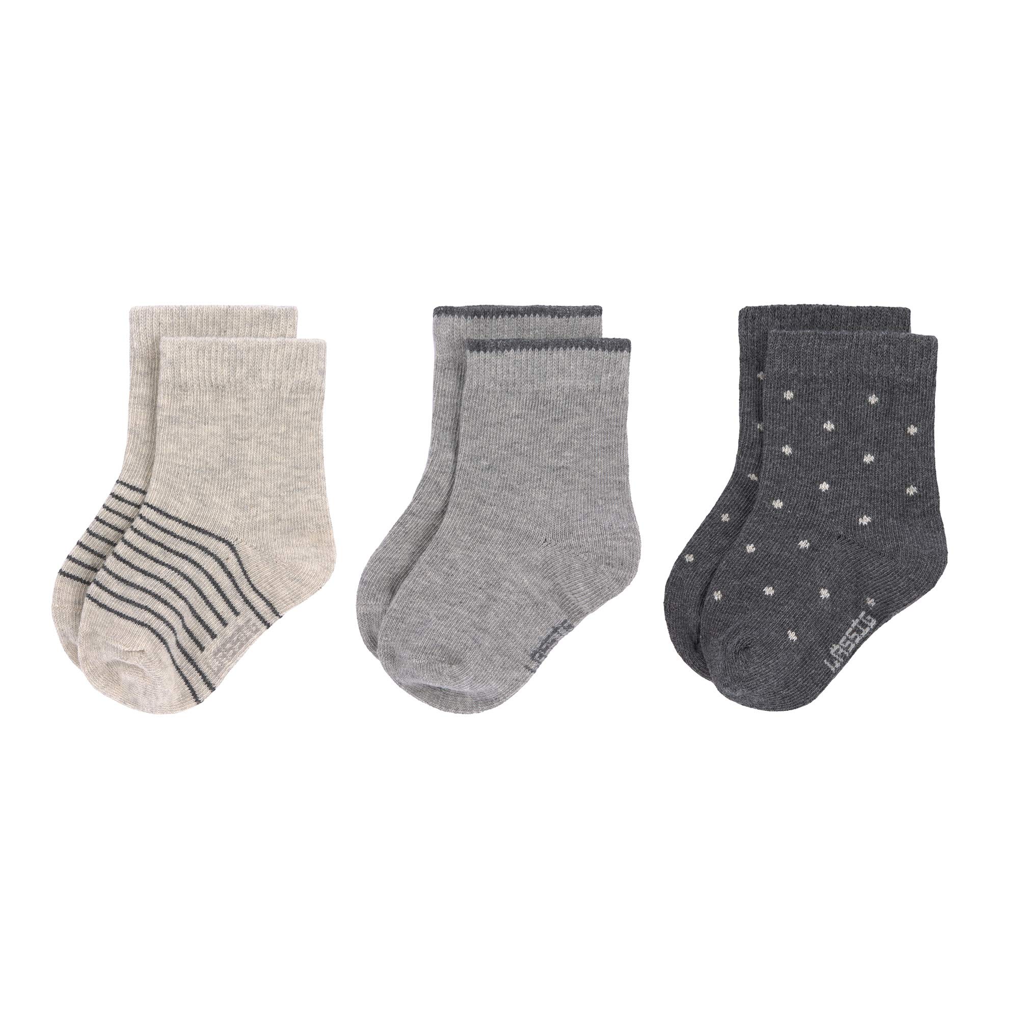 LÄSSIG Baby Kids Socks GOTS 3 pcs. assorted grey, Size: 23-26
