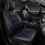 CAR PASS Universal FIT Piping Leather Car Seat Cover, for suvs,Van,Trucks,Airbag Compatible,Inside Zipper Design and Reserved Opening Holes (Full seat Covers, Black and red Color)