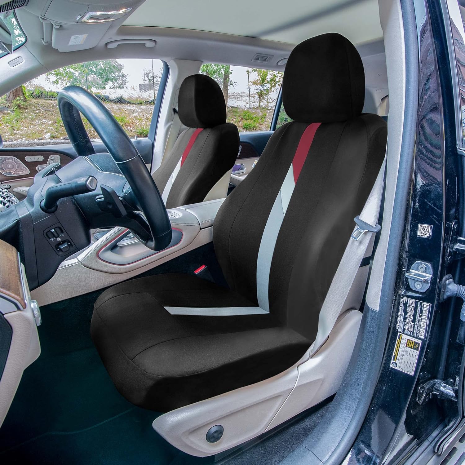 Universal Fit Car Seat Cover Full Set of Automotive Seat Cover,Burgundy Minimalist Flat Cloth Seat Protector for Car, Trucks,SUVs and Vans,Washable Seat Cover,Car Accessories