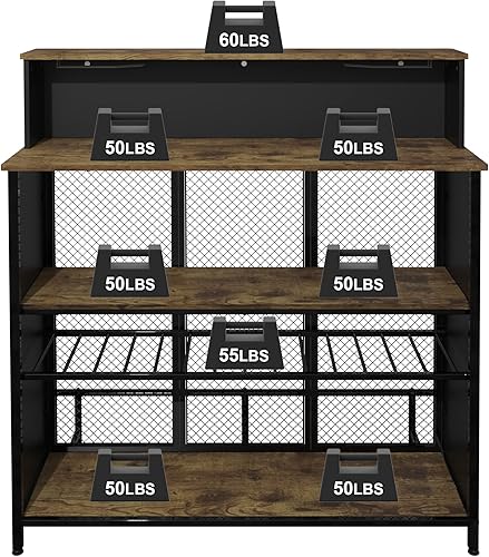 Miniatura 6 de GDLF Mueble de bar para el hogar, gabinete de licor con almacenamiento y reposapiés para bar de cocina casera (marrón)