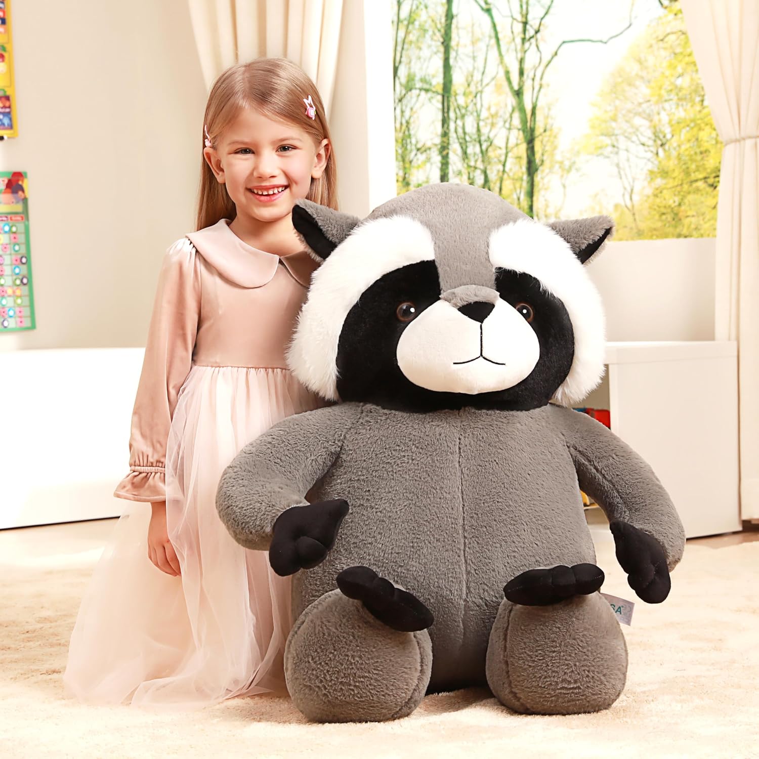 IKASA Giant Racoon Stuffed Animal Raccoon Plush Toy,31.5" Big Large Jumbo Soft Toys,Cute Huge Size Fat Fluffy Plushy Plushie,Gifts for Kids - Image 7