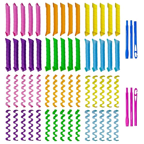 Miniatura 9 de 60 rizadores de cabello sin calor kit de peinado en espiral y ondulado con 2 juegos de ganchos para peinar rizadores sin calor para mujeres y niñas