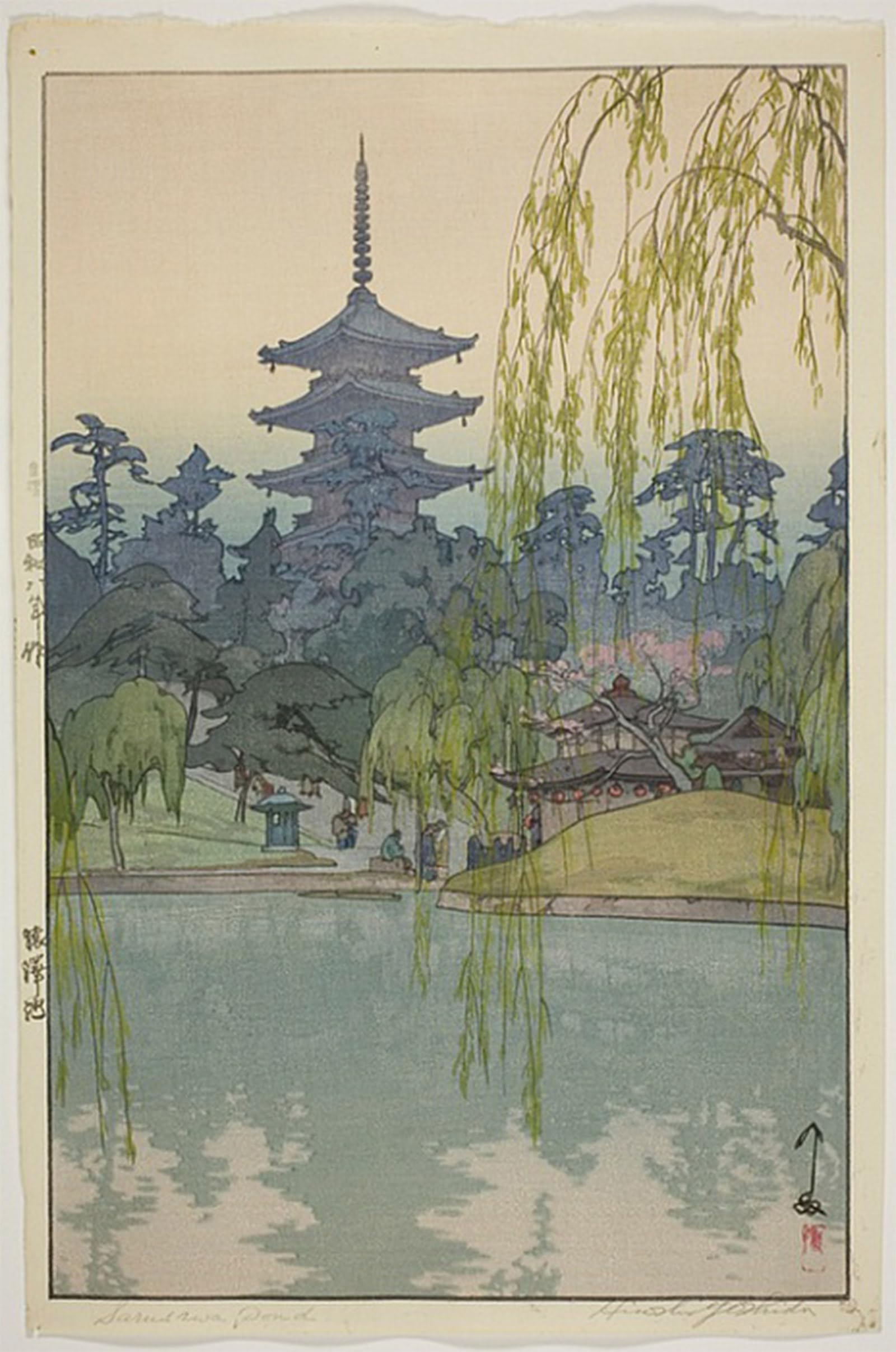 POSTERIIk Vintage Classic Picture Landscape Artwork Sarusawa Pond by Yoshida Hiroshi Portrait Canvas Painting for Office Home Decor 60x90cm