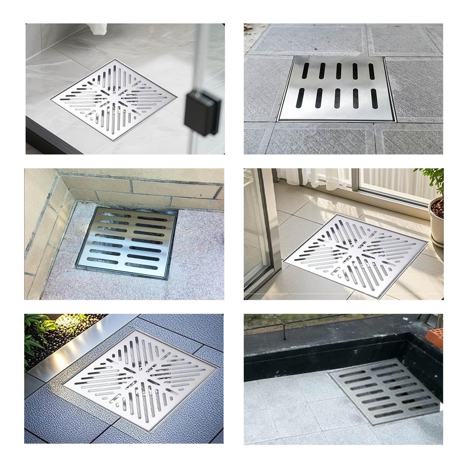 Coperchio per Scarico A Pavimento in Acciaio Inossidabile con Cornice | Canale Drenaggio per Patio per Terrazze Marciapiedi E Pavimentazioni In Calcestruzzo(40x40x3cm)