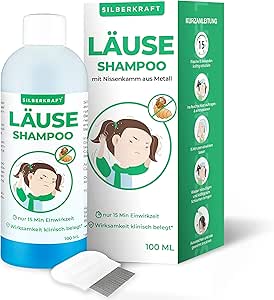 Silberkraft Läuseshampoo 100 ml mit Nissenkamm, zur Behandlung bei Kopfläusen und Nissen, effektives 2-Phasen-Shampoo, schonend für die Kopfhaut, für Kinder ab 1 Jahr (100 ml)