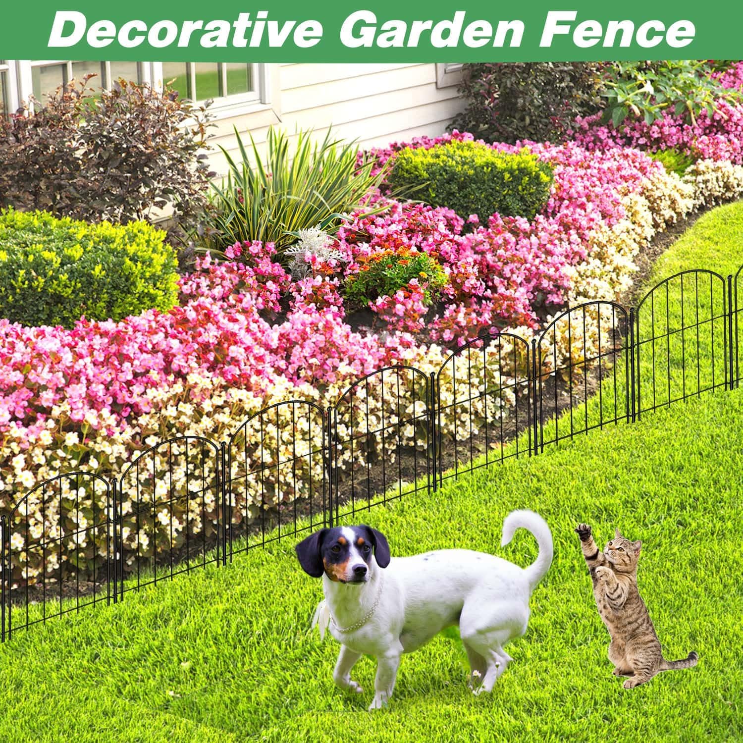Decorative Garden Fence 21in(H) x14.7ft(L),14 Pack Garden Fencing Border No Dig Small Metal Barrier Short Plant Fence for Flower Bed Yard Patio Outdoor Landscape Décor