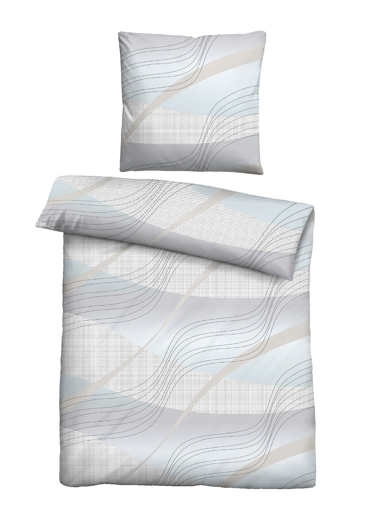 Biberna 0076101 Bed Linen Set with Pillowcase Cotton Single Jersey 1x 155 x 220 cm and 1x 80 x 80 cm Sky Blue