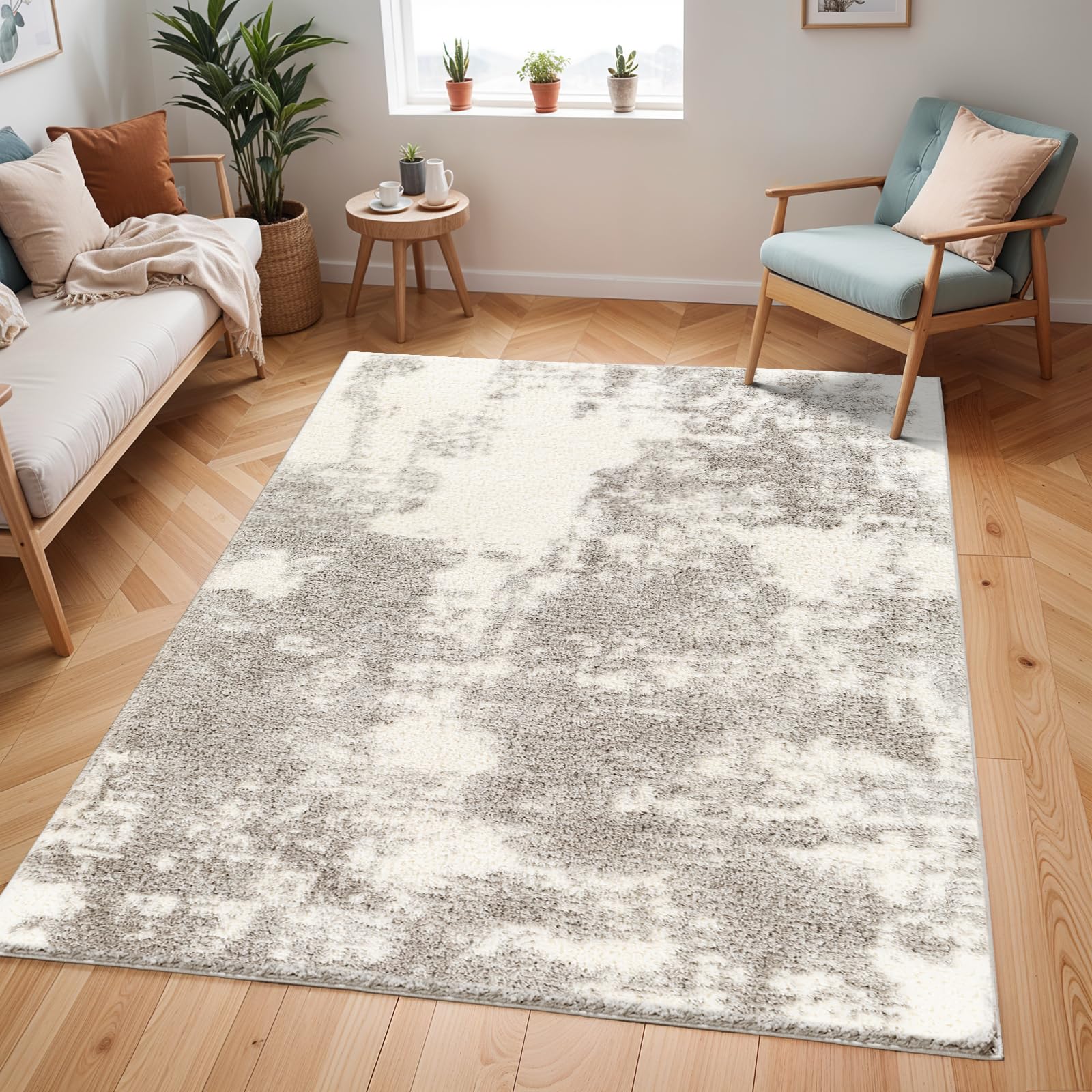 Livabliss SAYUNTKA Shaggy Modern Plush Pile Ivory Area Rug - 160x213 cm - Polyester/Polypropylene - Oeko-Tex Certified