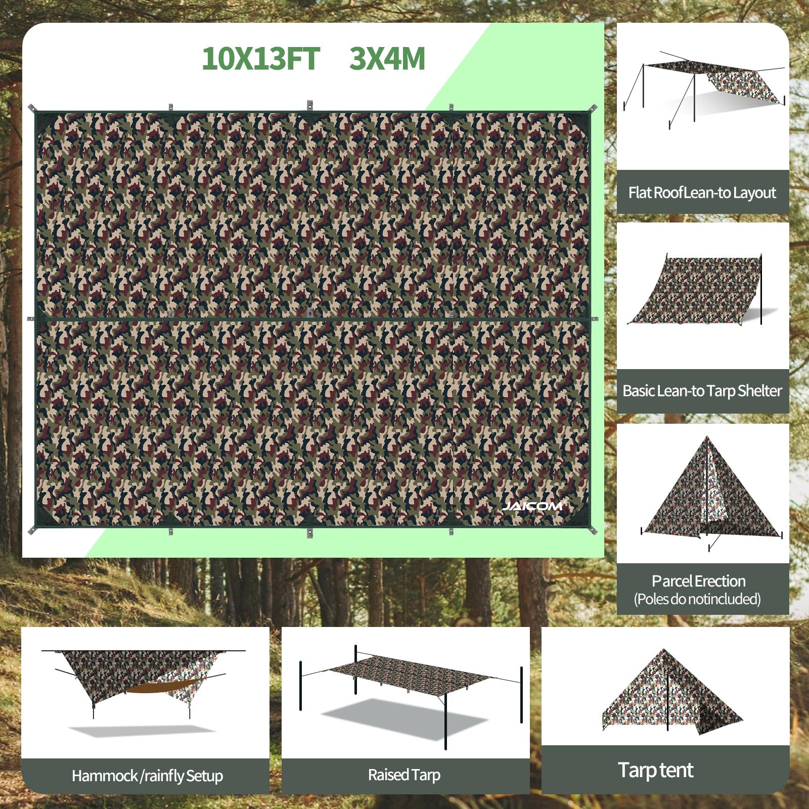 Tarp 2x3 JAICOM Tarp Waterdicht Campingtentzeil, X M