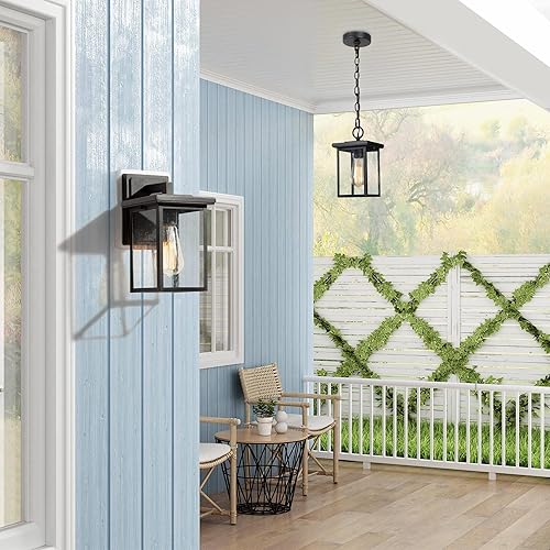 Miniatura 3 de Lámpara exterior negra, luces de porche al aire libre para montaje en pared, moderna lámpara de pared para exteriores, apliques rectangulares para