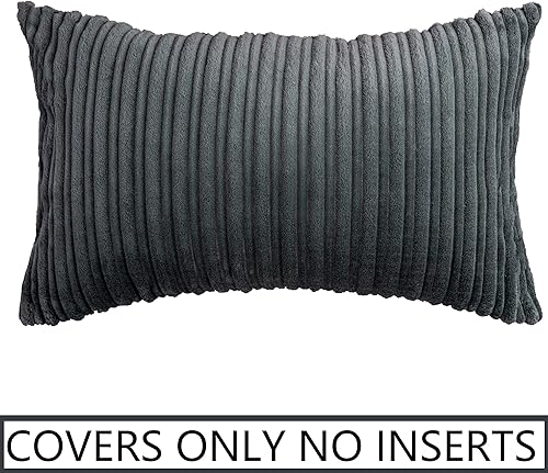 Miniatura 236 de UGASA - Juego de 2 fundas de almohada de terciopelo a rayas, funda decorativa para cojín con cremallera oculta para el hogar, sofá, dormitorio,