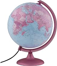 Waypoint Geographic Pink Acrylic Illuminated Globe with Stand, 10' with Pink-Shaded Landmass and Blue Ocean, for Small Desks and Bed Side Stands