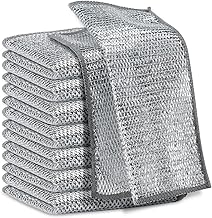HJA Non-Scratch Dish Wash Cloth, Steel Wire Dish Cloth, Wire Dishwashing Rags Stainless Steel Scrubber Non-Scratch Wire Dishcloth for Washing Dishes Sinks Counters (10)