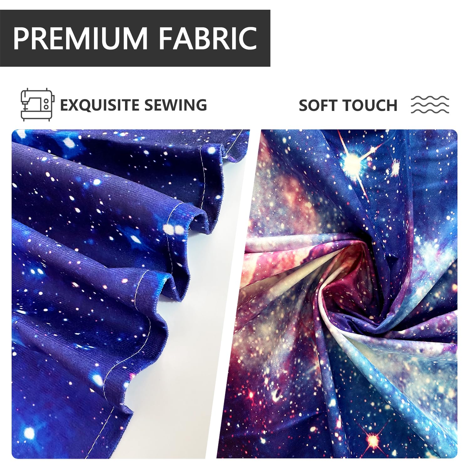 AAtter Galaxy Window Curtain Outer Space Purple Star Constellation Celestial KidsGirls Boys Cool Trippy Cloud Starry Bedroom Living Room Window Drapes Treatment Fabric 1 Pair, 42