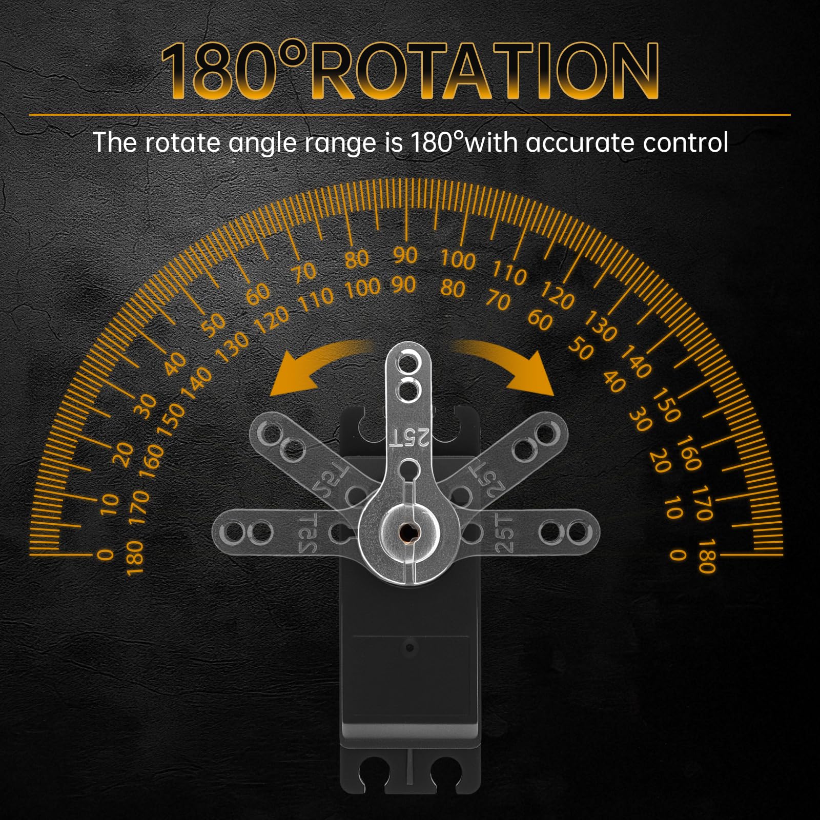 Paquete de 2 servomotores RC de 20 kg de alto par, servo de dirección de engranajes de metal completo con bocina servo de 25T para robot de coche RC de 1/8 1/10, ángulo de control de 180°