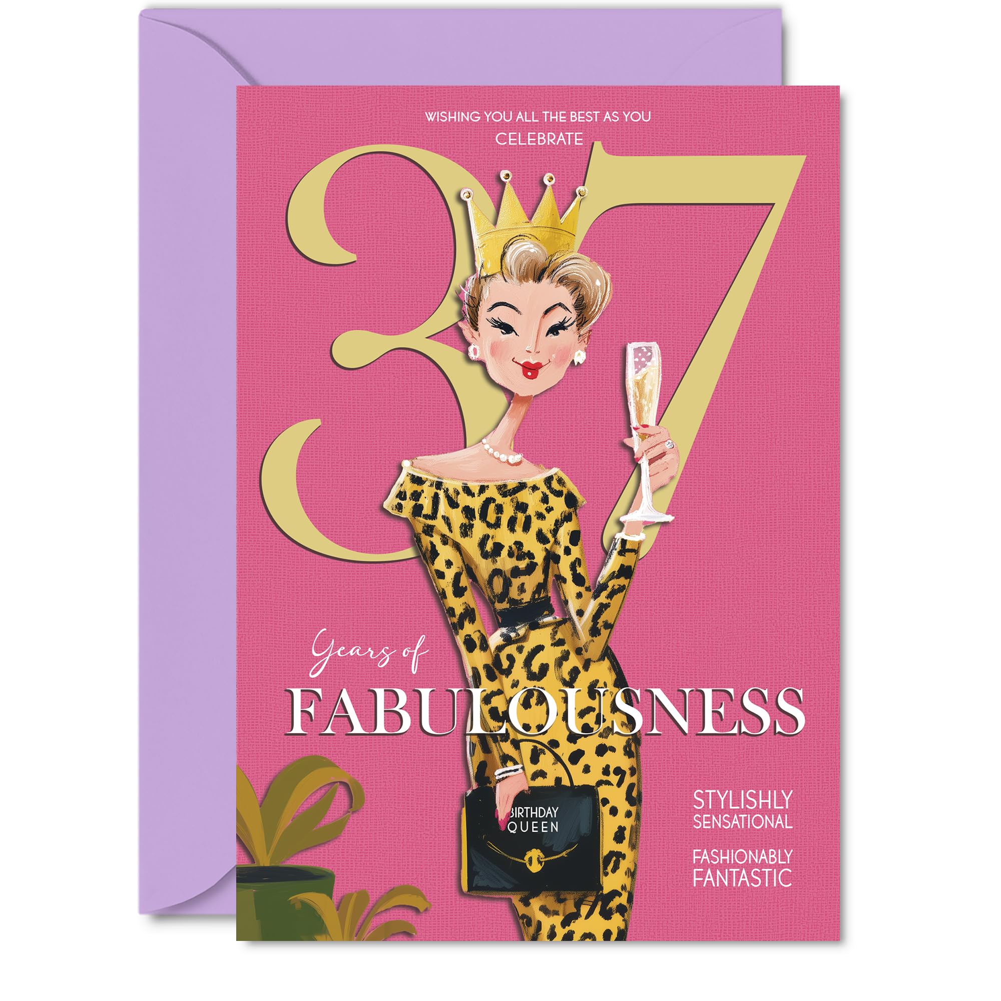 37th Birthday Cards for Women - Years Of Fabulousness - Happy Birthday Card for 37 Year Old Woman Wife Neighbour Daughter Niece, 5x7 Inch Bday Greeting Cards