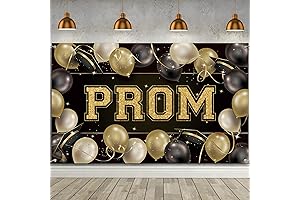 Crafted Black, Gold Prom Backdrop 2024: Stunning Graduation Decor for a Picture-Perfect Night