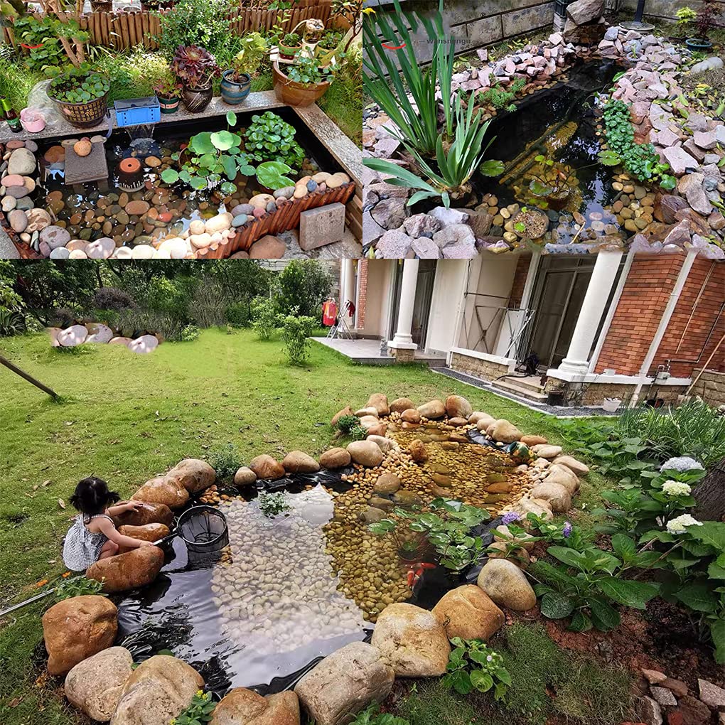 Revestimiento de estanque de alta calidad de 0,5 mm para peces y plantas, resistente a los rayos UV y a la intemperie, membrana negra duradera, accesorios de jardín y estanque (10 x 10 m)