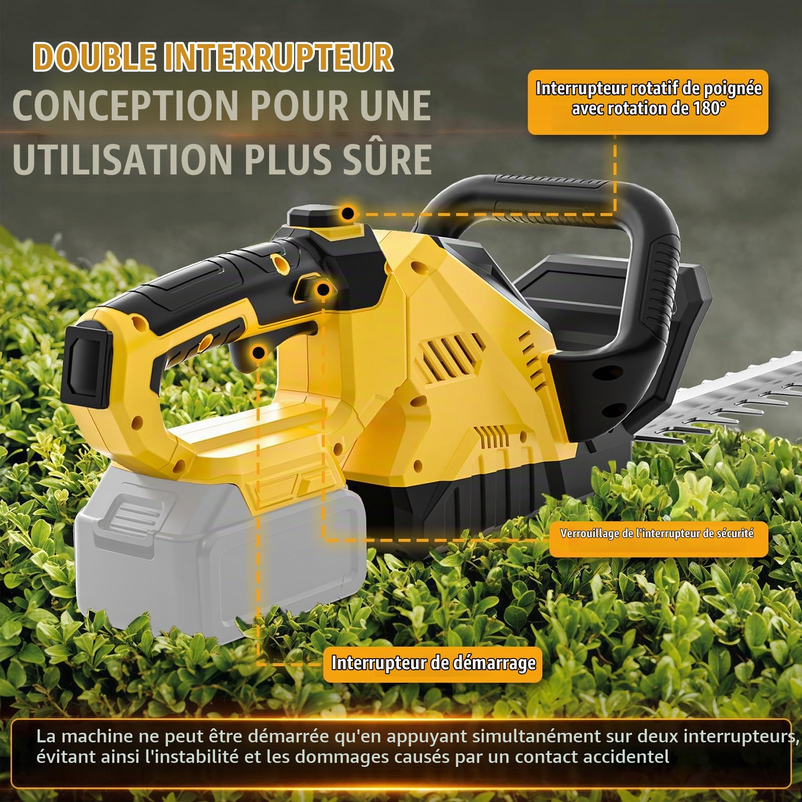 Taille Haie Batterie sans Fil Compatible avec Dewalt 20V 18V sans Batterie
