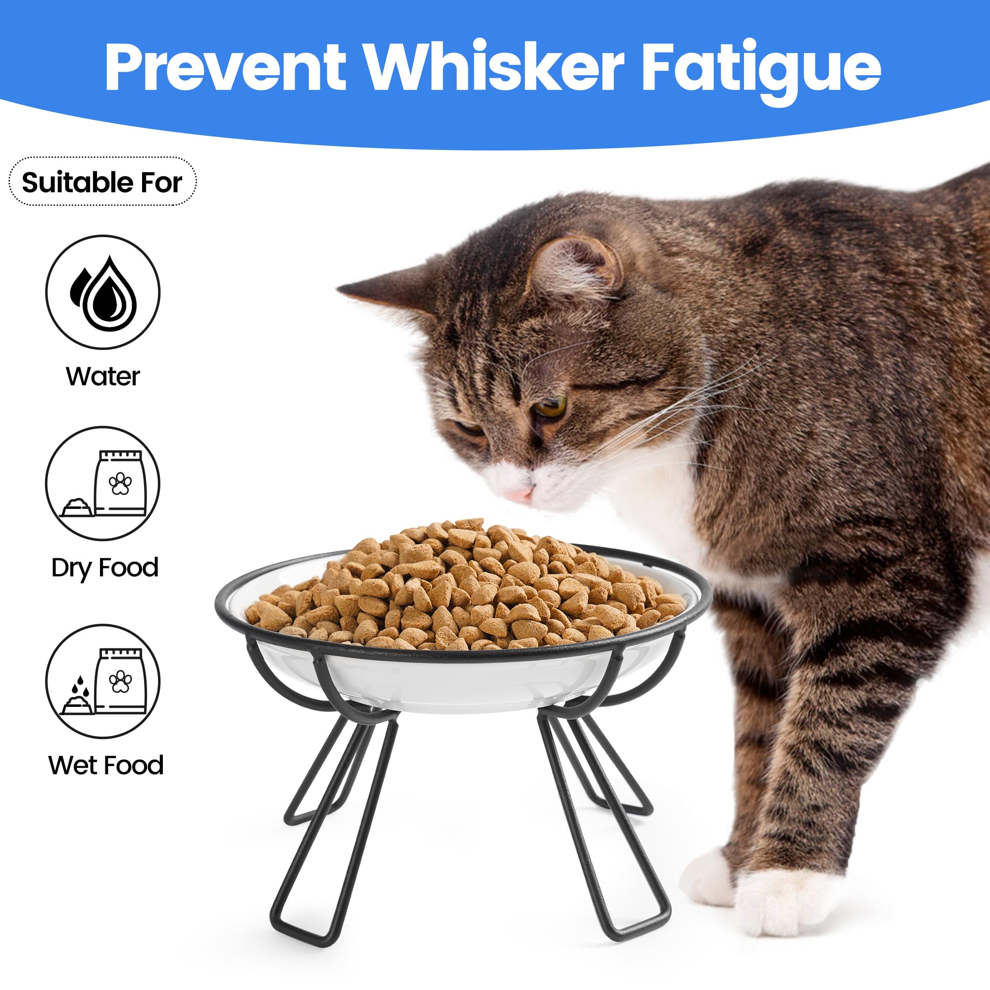 Gamelles surélevées en céramique pour chat – Gamelles surélevées pour chat – Convient aux moustaches, assiette anti-vomissements pour chat – Gamelle surélevée pour chat d'intérieur –