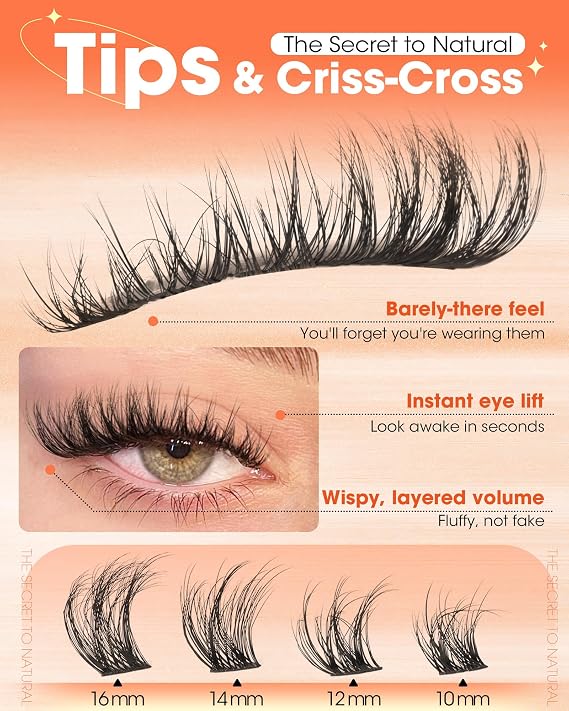 Wispy Lash Clusters Natural Fluffy Eyelash Clusters C Curl