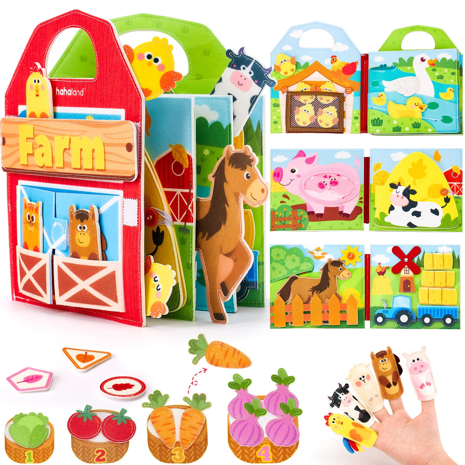 hahaland Montessori Book 1 Year - Busy Board Montessori Toys Interactive Kids 1 2 3 Year Old - Busy Book Felt Educational Panels Gift for Boy Girl Global Recycled Standard Global Recycled Standard Global Recycled Standard