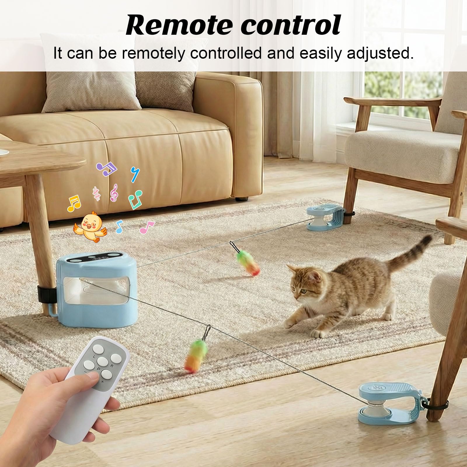 jianyana Interaktives Katzenspielzeug mit Fernbedienung, 4 einstellbare Geschwindigkeiten, automatische und manuelle Modi, langer Akku, wiederaufladbares Katzenlaufband, Indoor-Katzen, Langeweile