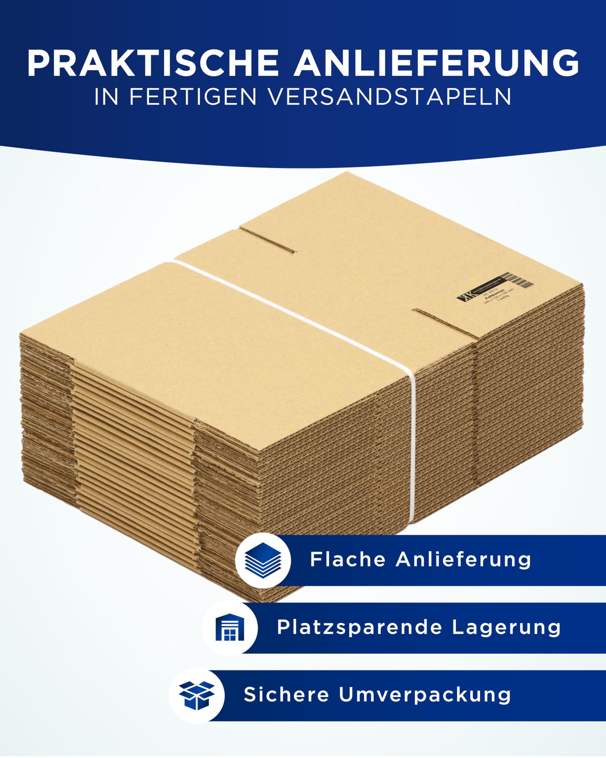 KK Verpackungen Versandkartons 240 x 130 x 130 mm Braun 1-wellig (Außenmaß 245 x 135 x 135 mm) | 1000 Stück, Faltkartons Kartons für Versand als DHL Päckchen M Hermes Päckchen DPD GLS Paketklasse S