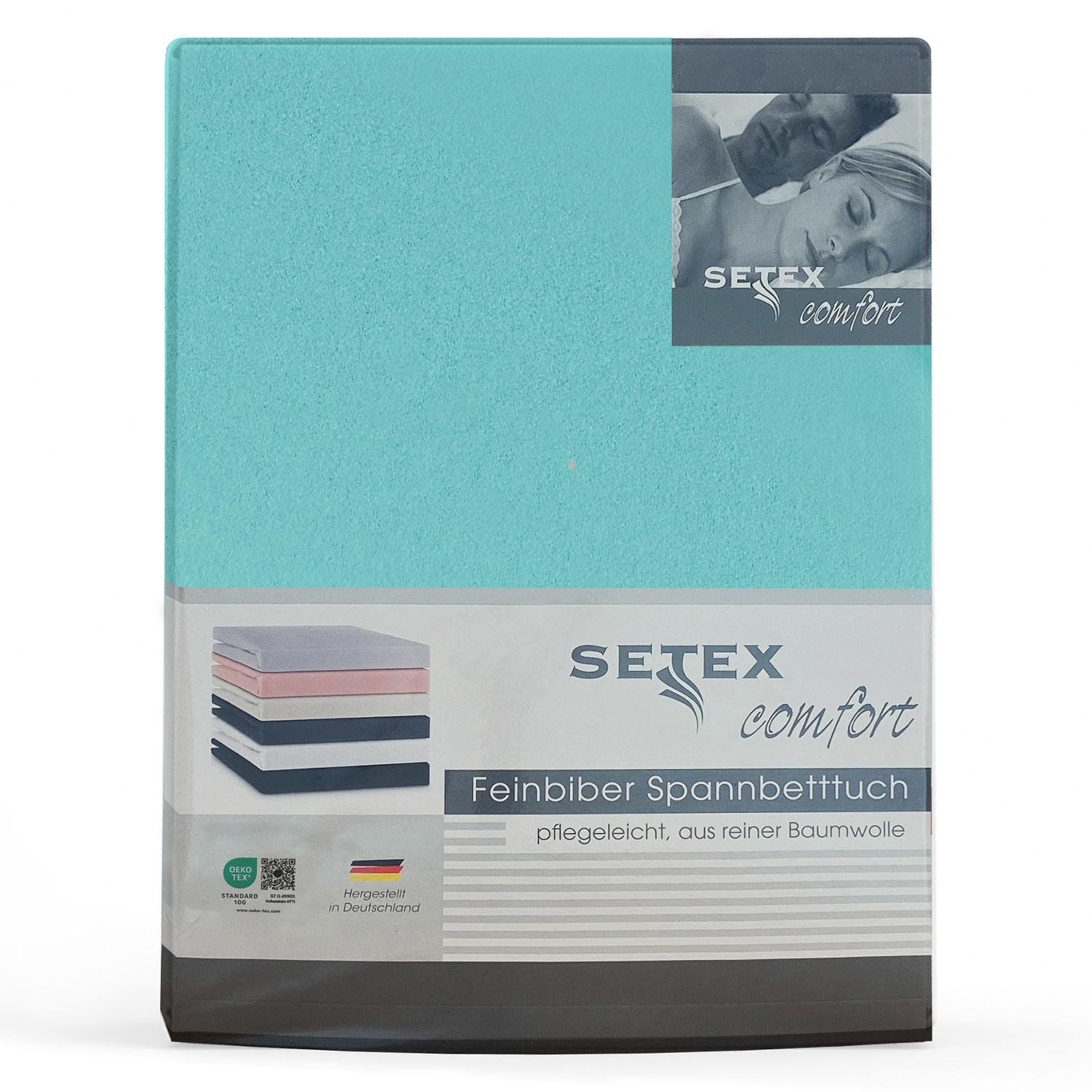 Setex - Feinbiber Bettlaken mit Gummizug kuschelig weich - Biber Spannbettlaken aus 100% Baumwolle mit rundum Spanngummi - Bettwäsche ganzjährig - Betttuch 140x200 cm Türkis