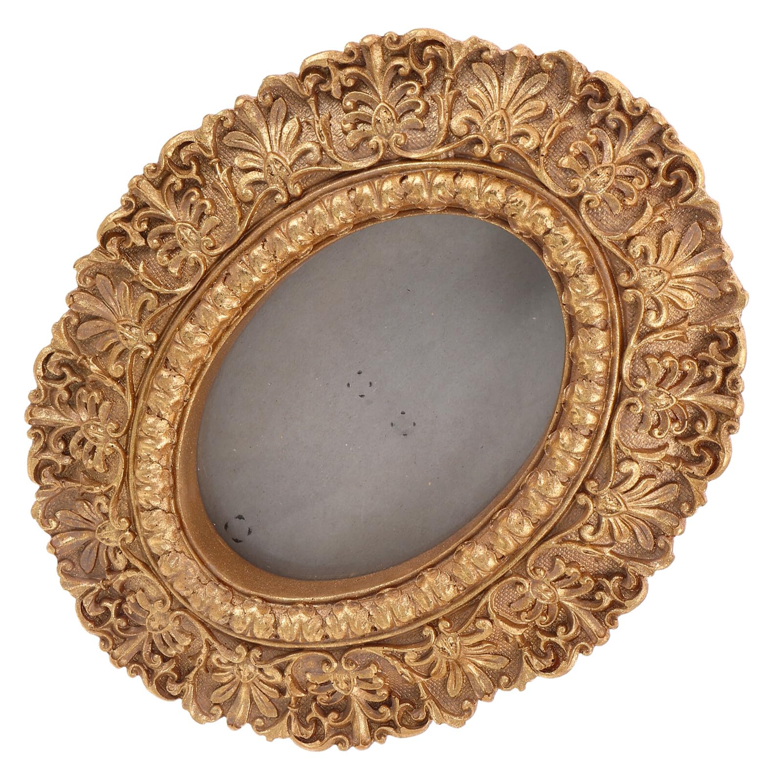 Marco de Fotos Ovalado Dorado Vintage de Resina para Pared | 24 X 20cm, Uso en Mesa y Colgado, Estilo Barroco Antiguo Europeo para Fotos de Boda y Entrada