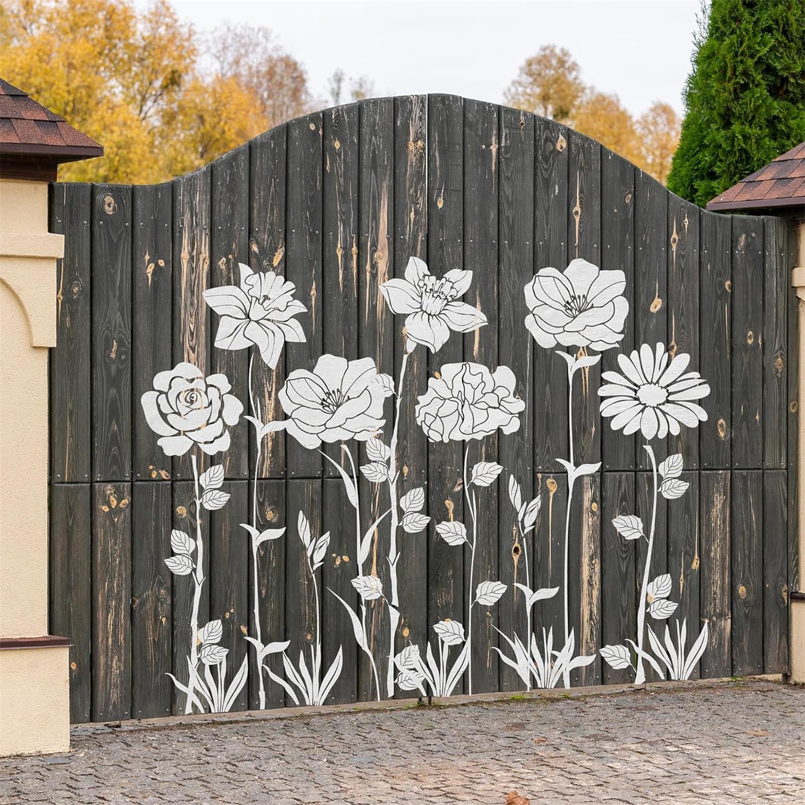Amazon.co.jp: 壁に絵を描くことのための大きな花のステンシル、再利用