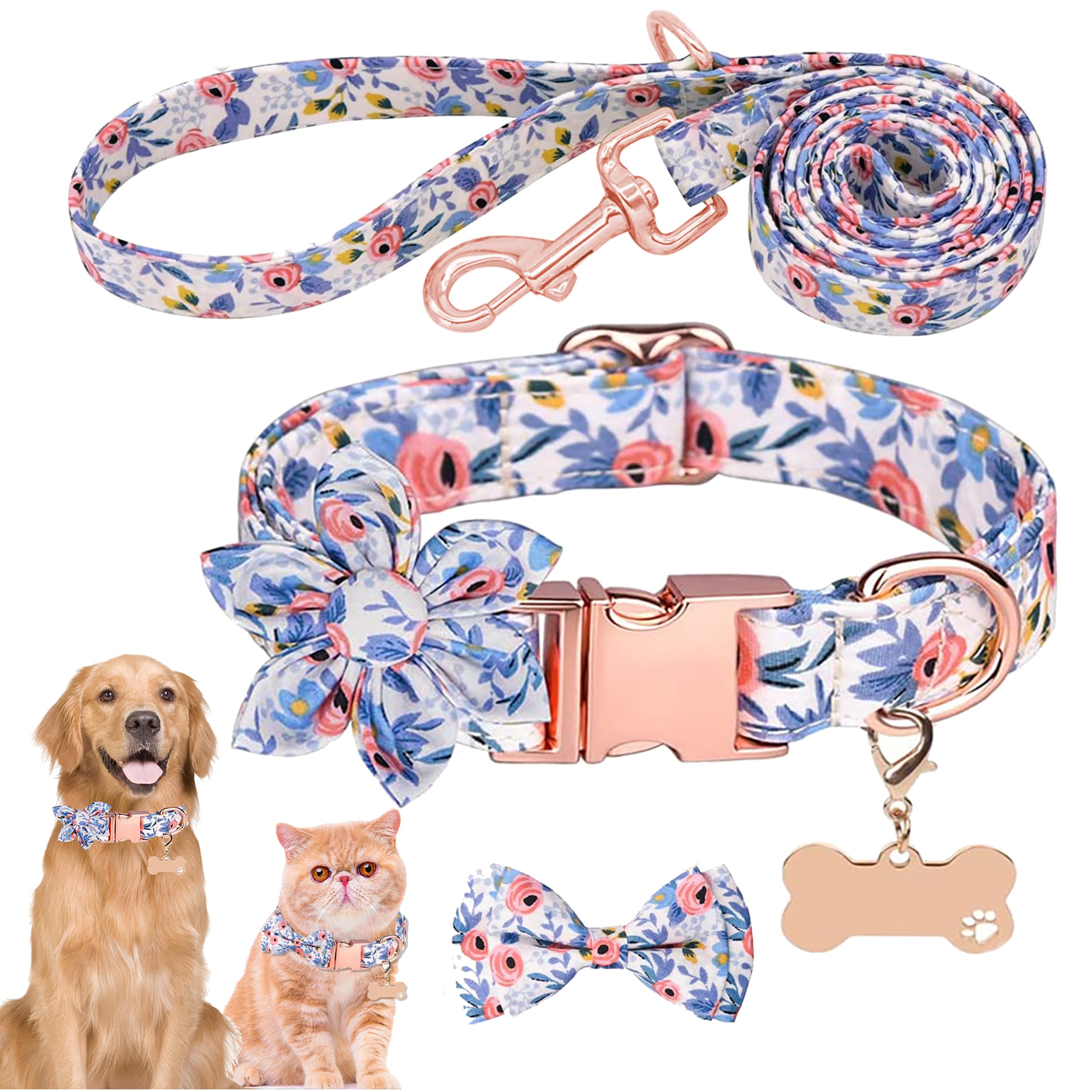 Saintrygo 22 Stück Hundefliegen Set – Verstellbare Blumenhalsbänder Für Kleine & Mittelgroße Hunde