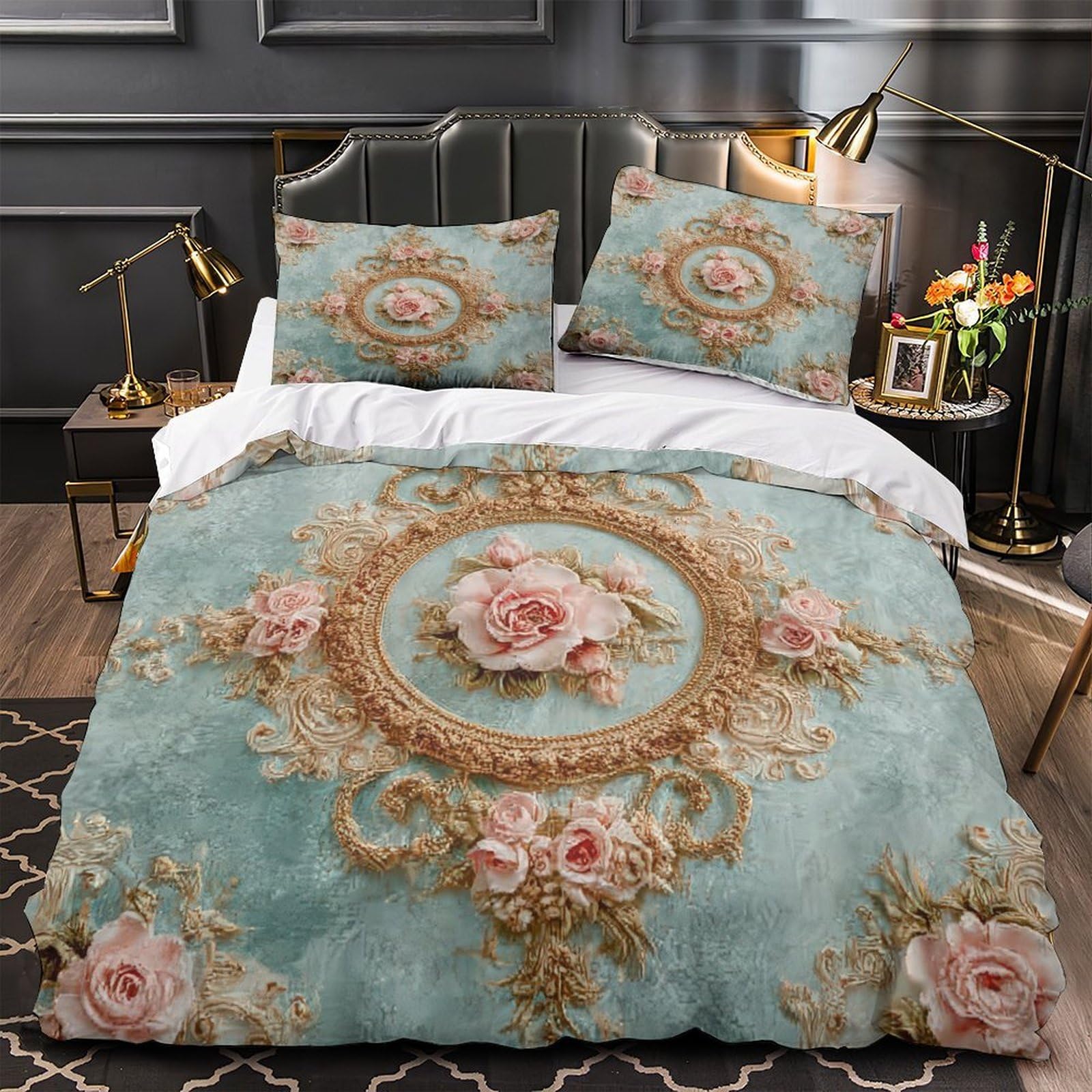 Housse de couette rose hypoallergénique microfibre respirante 140x200cm