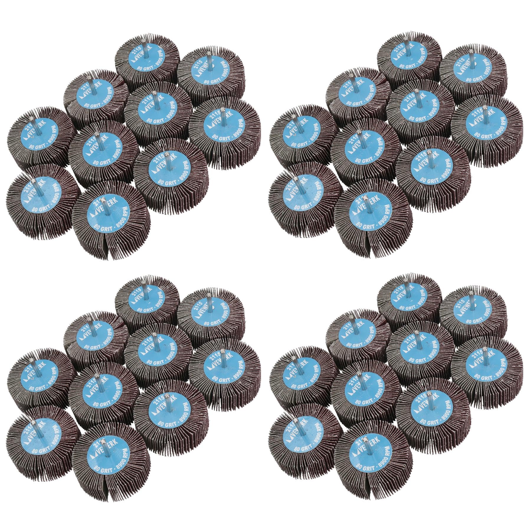 Ab Tools 80 Grit 80Mm Flap Wheel Disc Abrasive Sanding Pads For Drills Grinders 6Mm Shank 40Pc