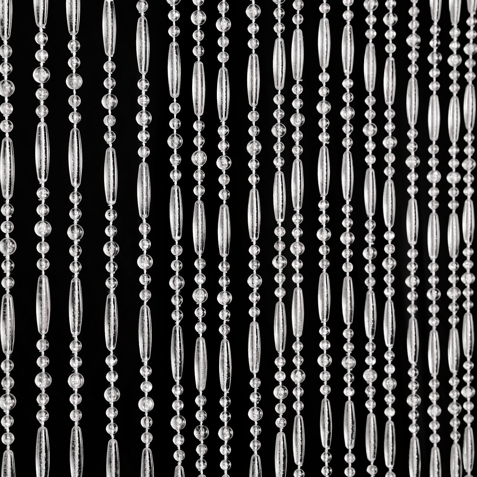 Rideau en perles de cristal acrylique 90,2 x 200,7 cm à suspendre motif vagues décoration de porte, séparateur de pièce pour fenêtre, chambre à coucher, balcon (blanc)