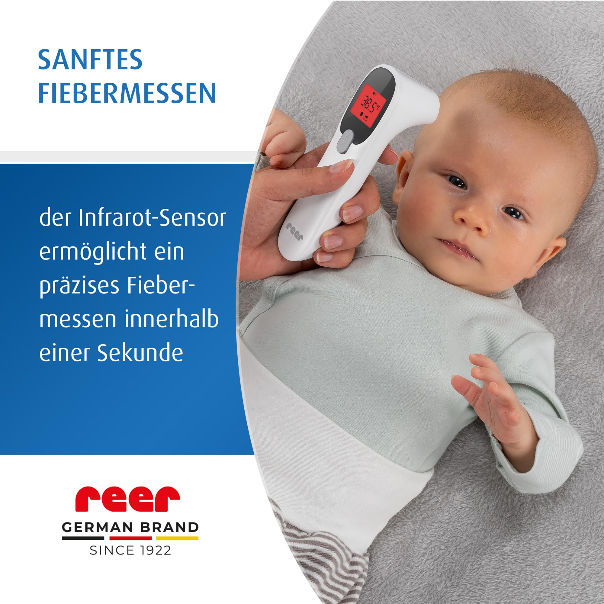 reer Colour SkinTemp 3in1 | kontaktloses Infrarot-Fieberthermometer | für eine genaue Messung an der Stirn | ideal für Babys und Kinder