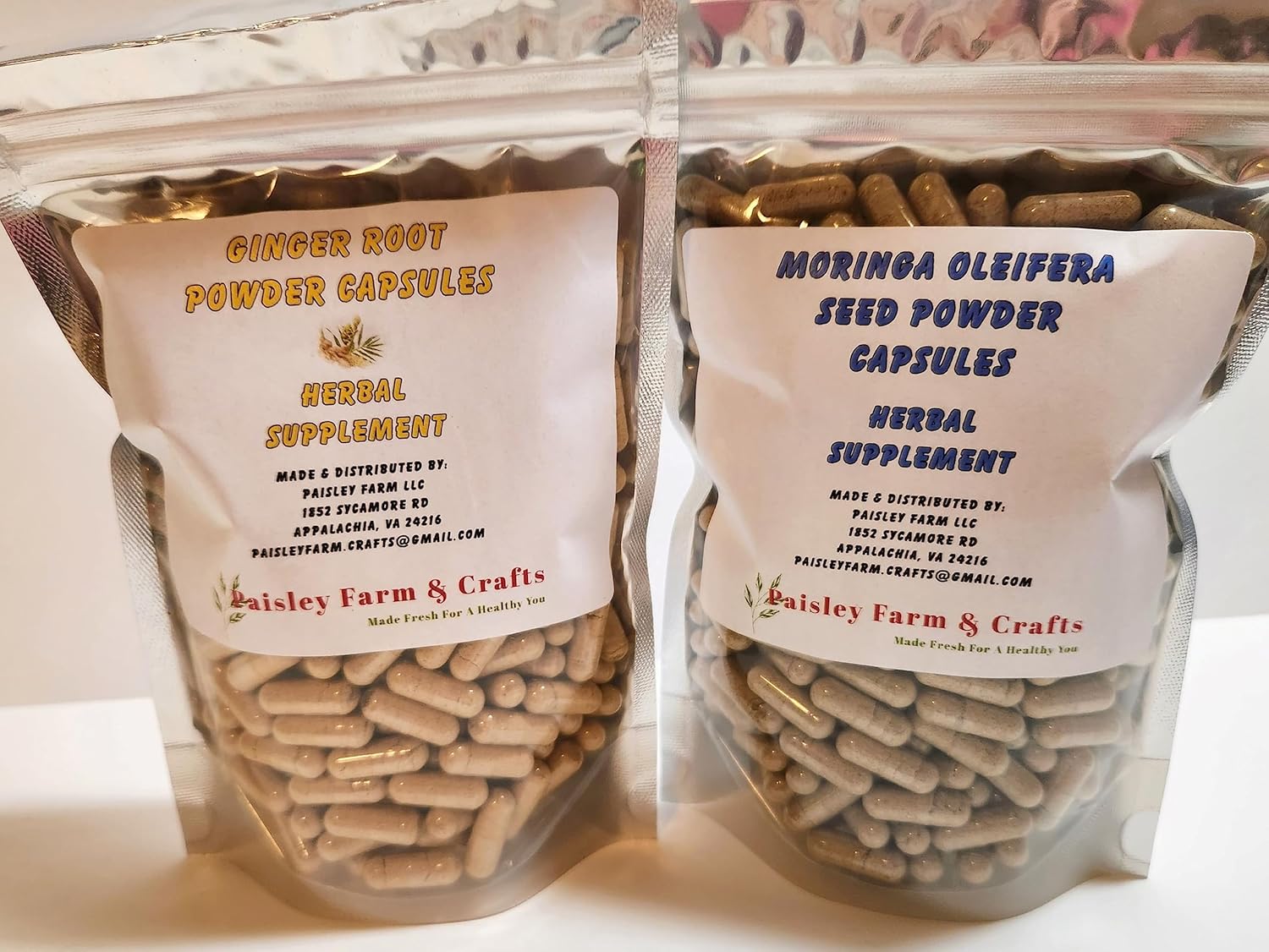 Ginger Root Moringa Leaf and Seed Capsule Value Packs (Ginger Root + Moringa Seed) - Herbal Supplement