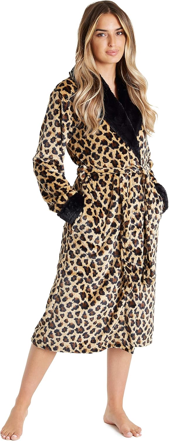 Dressing Gown Womens, Soft Fleece Fluffy Bathrobe Amazon